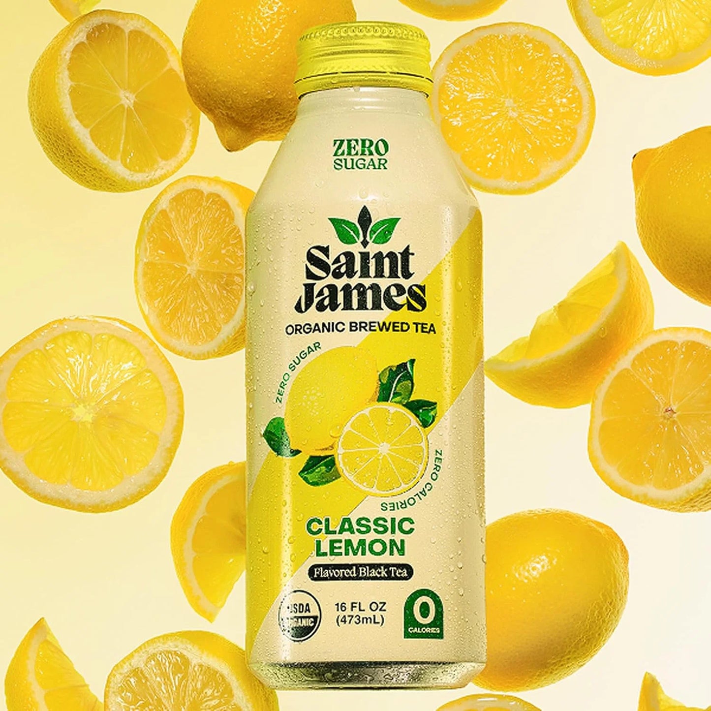 Saint James Iced Tea Organic Black Tea, Classic Lemon, 12 Pack