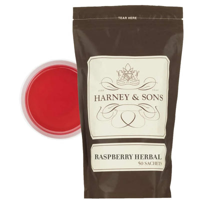 Harney & Sons Raspberry Herbal Tea Sachets, 50 Count