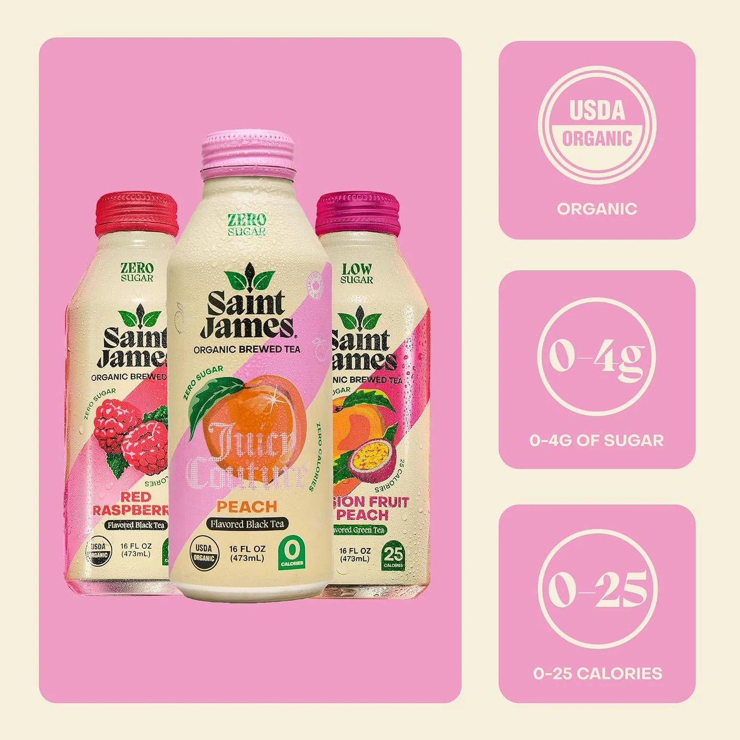 Saint James Iced Tea - Organic Tea, Party Variety Pack, 12 Pack