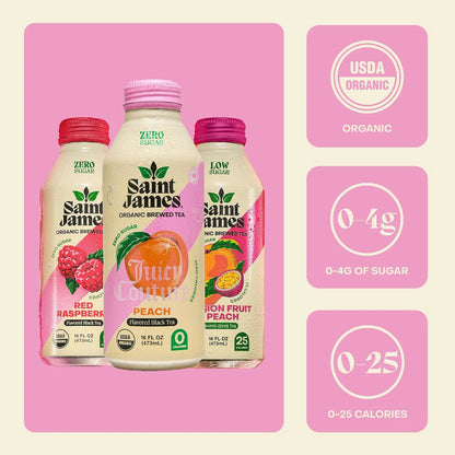 Saint James Iced Tea - Organic Tea, Party Variety Pack, 12 Pack