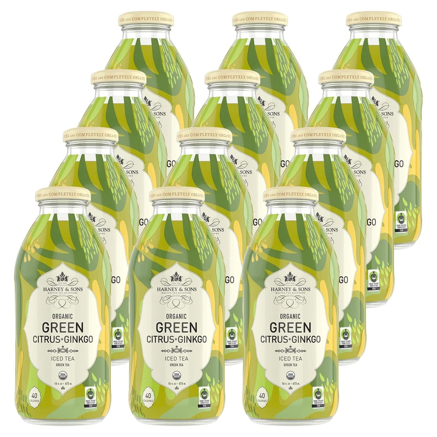 Harney & Sons Organic Green Iced Tea with Citrus & Ginkgo, 12 Bottles