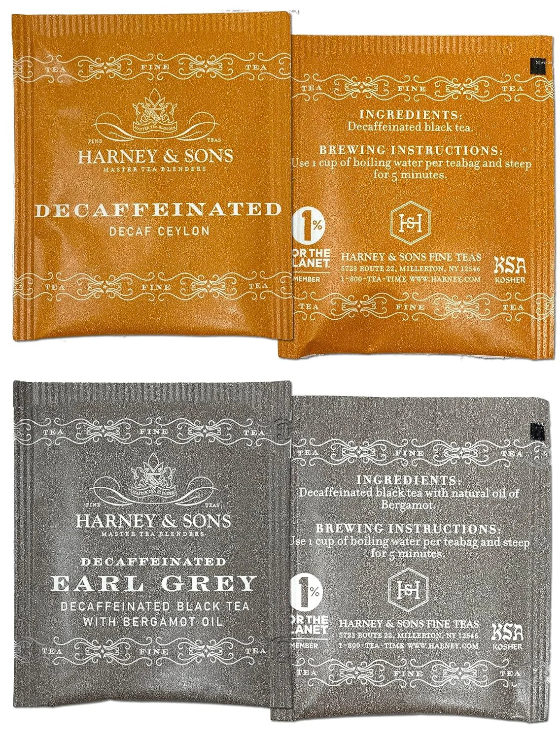 Harney & Sons Assorted Tea Bag Sampler 40 Count – Harney Decaf Tea Bags Variety Packs, Herbal Tea Bundle Caffeine Free Tea