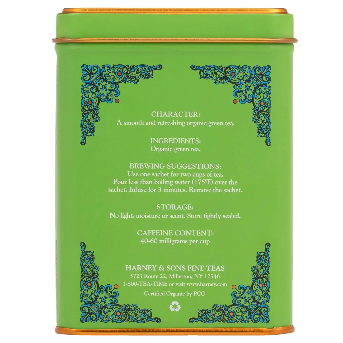 Harney & Sons HT Organic Supreme Green Tea, 20 Sachets, Tea Tin