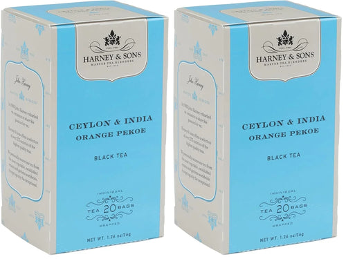 Harney & Sons Black Tea, Orange Pekoe, 20 Tea Bags (Pack of 2)
