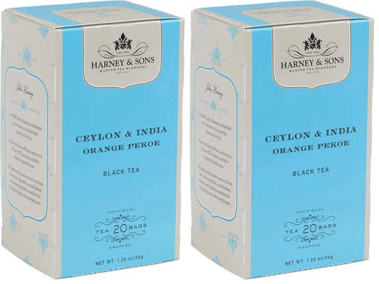 Harney & Sons Black Tea, Orange Pekoe, 20 Tea Bags (Pack of 2)