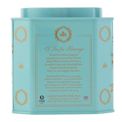 Harney & Sons Wedding Tea, White Tea Blend, 30 Sachets in Tin