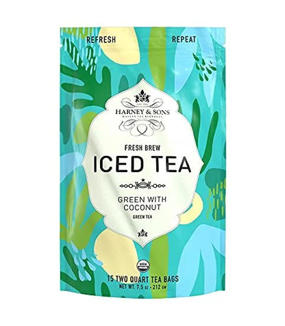 Harney & Sons Fresh Brew Organic Coconut Green Iced Tea, 15 Tea Bags
