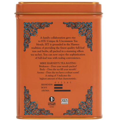 Harney and Sons Caffeinated Hot Cinnamon Sunset Black Tea with Orange and Cloves Tin 20 Sachets, Black Tea with Warming Spices (Pack of 1)