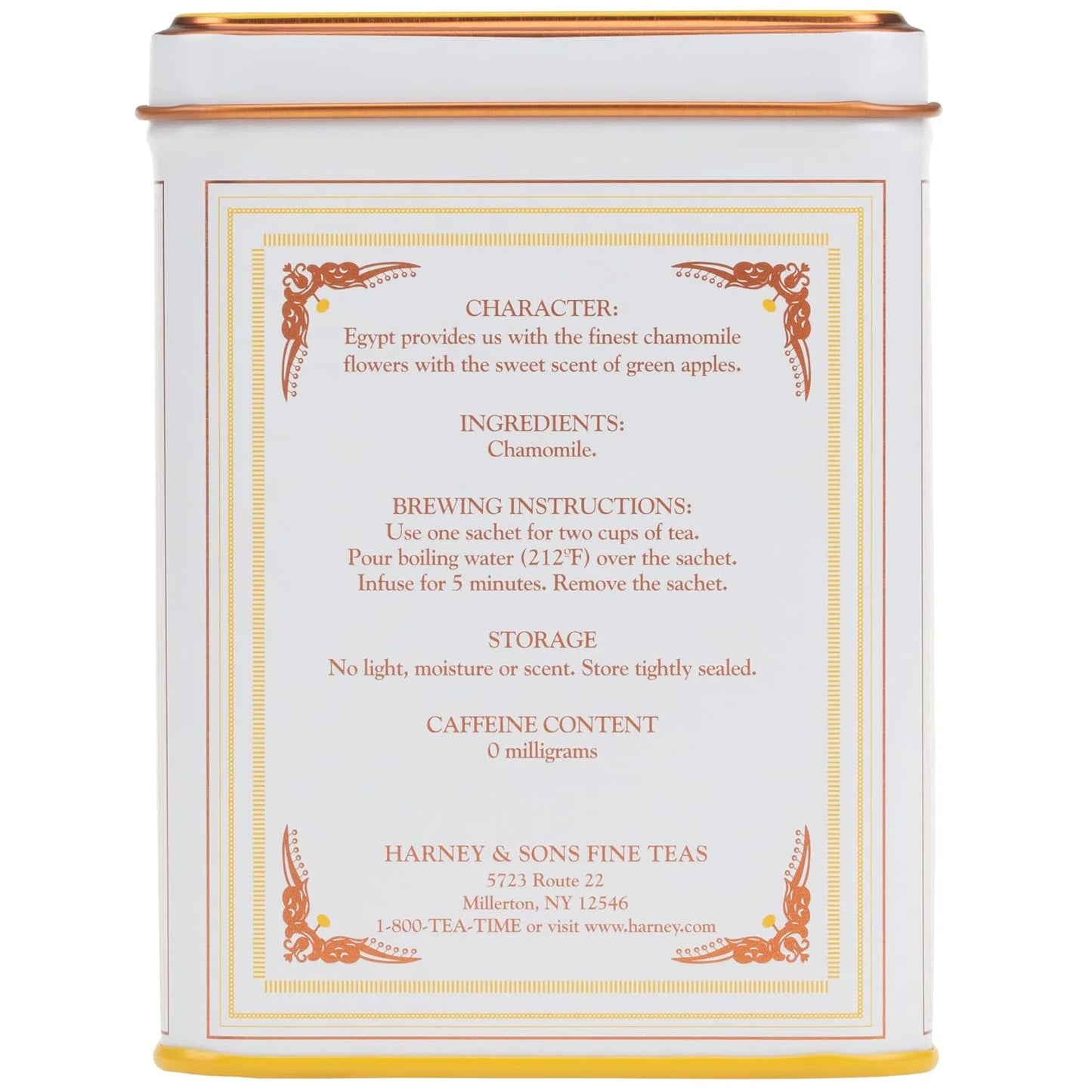 Harney & Sons Chamomile Herbal Tea, 20 Sachets, Caffeine Free Tin