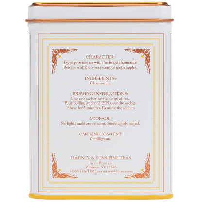 Harney & Sons Chamomile Herbal Tea, 20 Sachets, Caffeine Free Tin