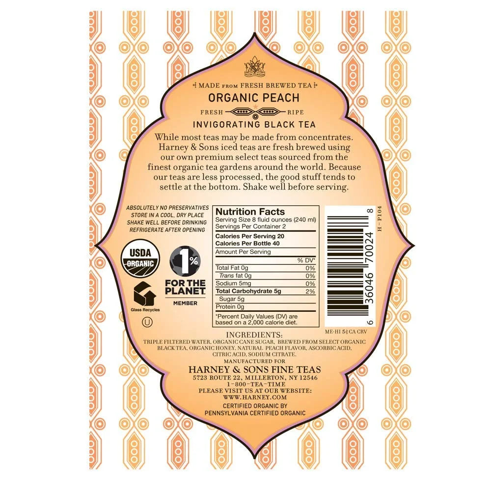 Harney & Sons Organic Peach Tea, 16-ounces (Pack of12)
