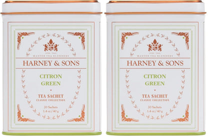 Harney & Sons Citron Green Tea, White, 20 Count (Pack of 2)