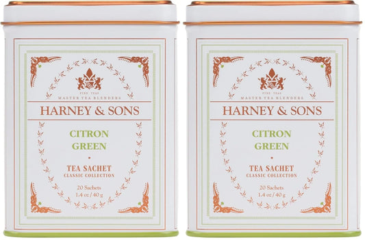 Harney & Sons Citron Green Tea, White, 20 Count (Pack of 2)