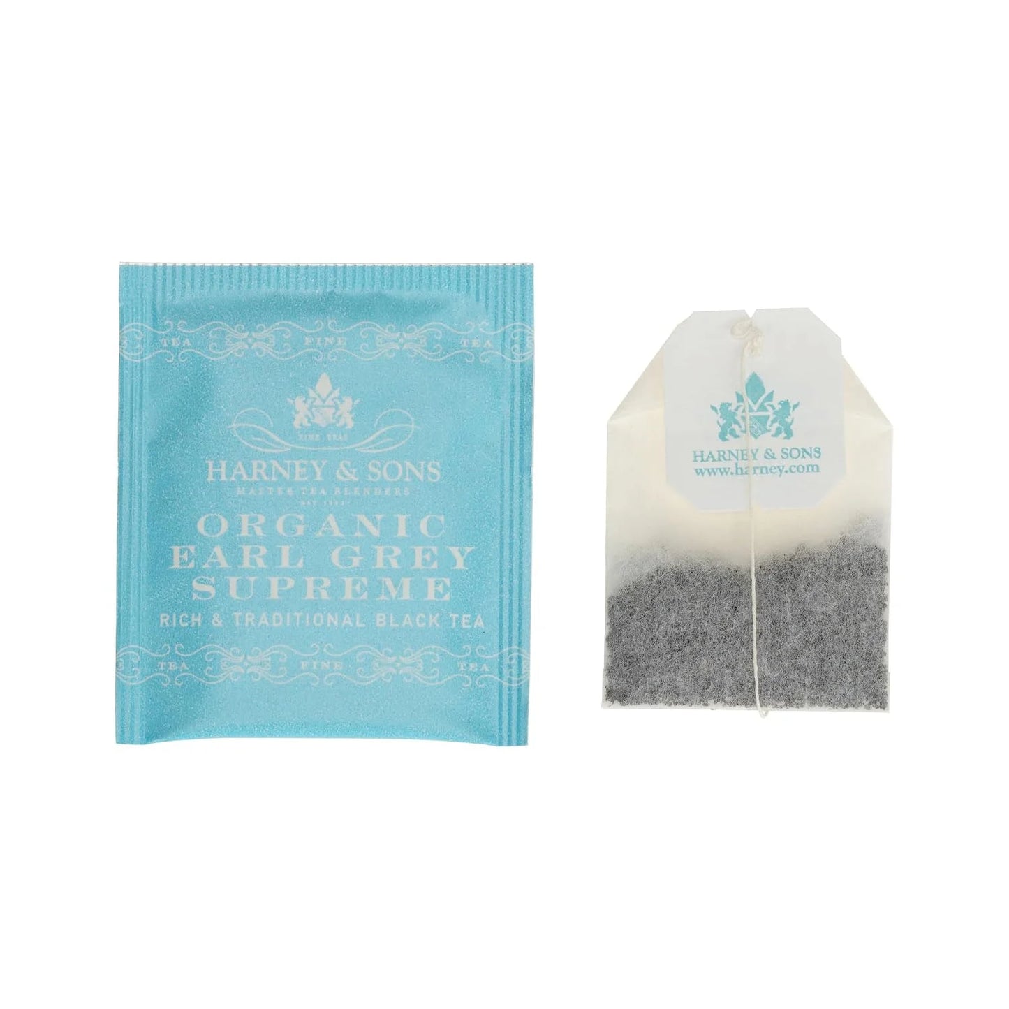 Harney & Sons Organic Earl Grey Supreme | Box of 50 Organic Earl Grey Tea Bags with Black Tea & Bergamot Oil, Individually Wrapped Teabags (Pack of 2)