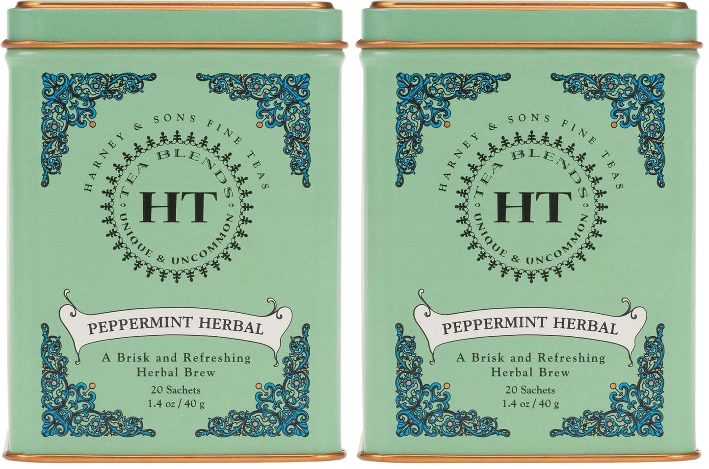 Harney & Sons Peppermint Herbal Tin, 20 Count (Pack of 2)