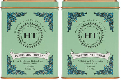 Harney & Sons Peppermint Herbal Tin, 20 Count (Pack of 2)