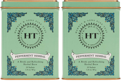 Harney & Sons Peppermint Herbal Tin, 20 Count (Pack of 2)