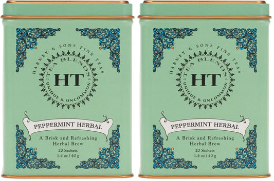 Harney & Sons Peppermint Herbal Tin, 20 Count (Pack of 2)