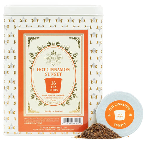 Harney & Sons Hot Cinnamon Sunset Tea Pods, K-Cup Compatible, 12 Count