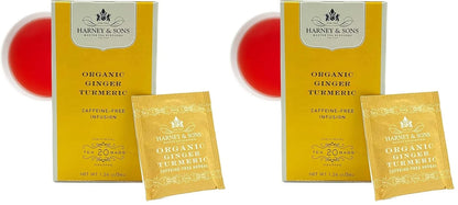 Harney & Sons Organic Tea Bags Ginger Turmeric, 20 Count (Pack of 2)