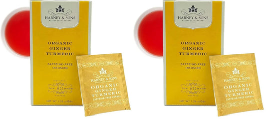 Harney & Sons Organic Tea Bags Ginger Turmeric, 20 Count (Pack of 2)