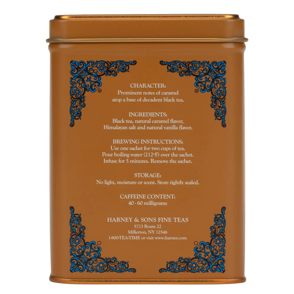 Harney & Sons HT Salted Caramel Black Tea, 20 Sachets in Tin