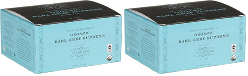 Harney & Sons Organic Earl Grey Supreme | Box of 50 Organic Earl Grey Tea Bags with Black Tea & Bergamot Oil, Individually Wrapped Teabags (Pack of 2)
