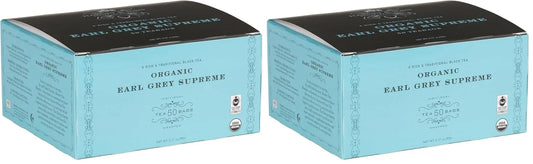 Harney & Sons Organic Earl Grey Supreme | Box of 50 Organic Earl Grey Tea Bags with Black Tea & Bergamot Oil, Individually Wrapped Teabags (Pack of 2)