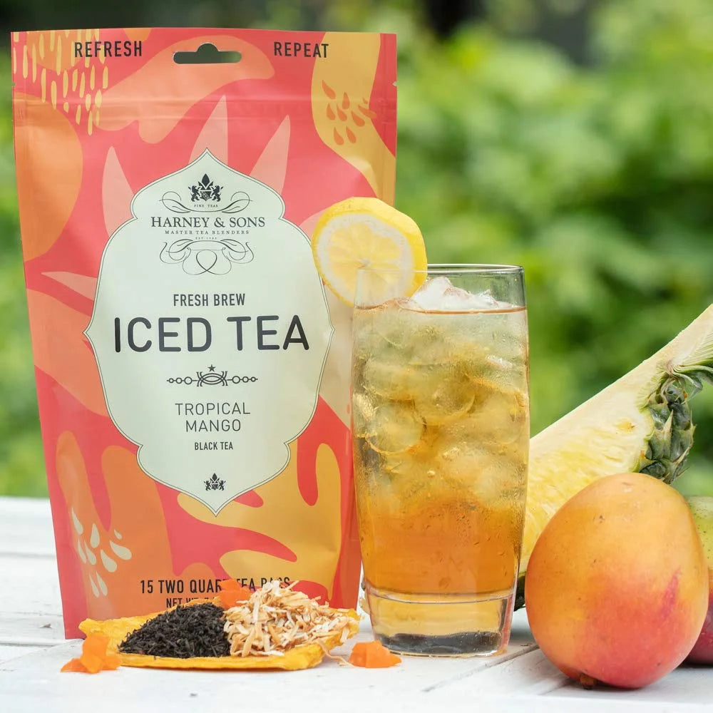 Harney & Sons Fresh Brew Tropical Mango Black Iced Tea, 15 Tea Bags