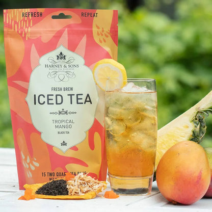 Harney & Sons Fresh Brew Tropical Mango Black Iced Tea, 15 Tea Bags