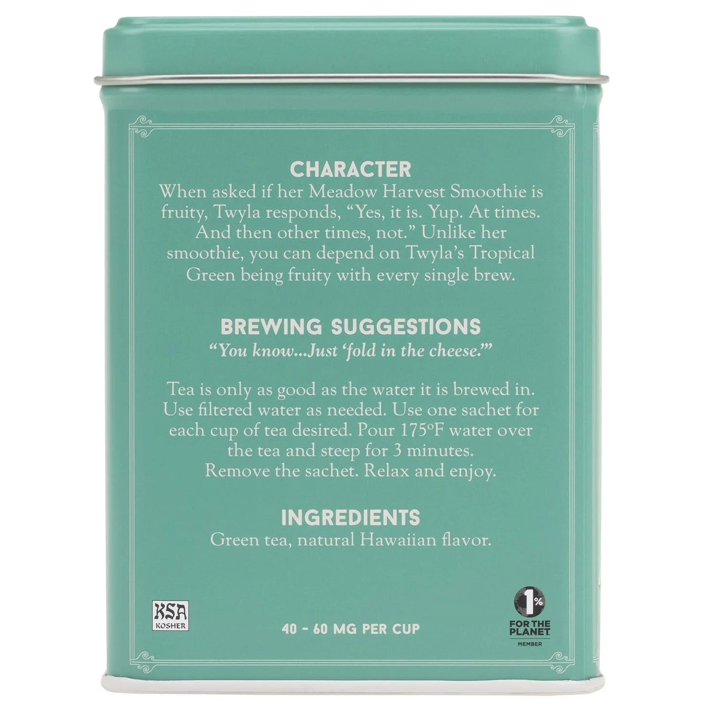 Harney & Sons Café Tropical Green Tea, 20 Sachets in Tin