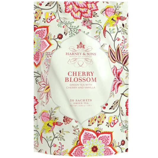 Harney & Sons Cherry Blossom Green Tea Sachets, 50 Count