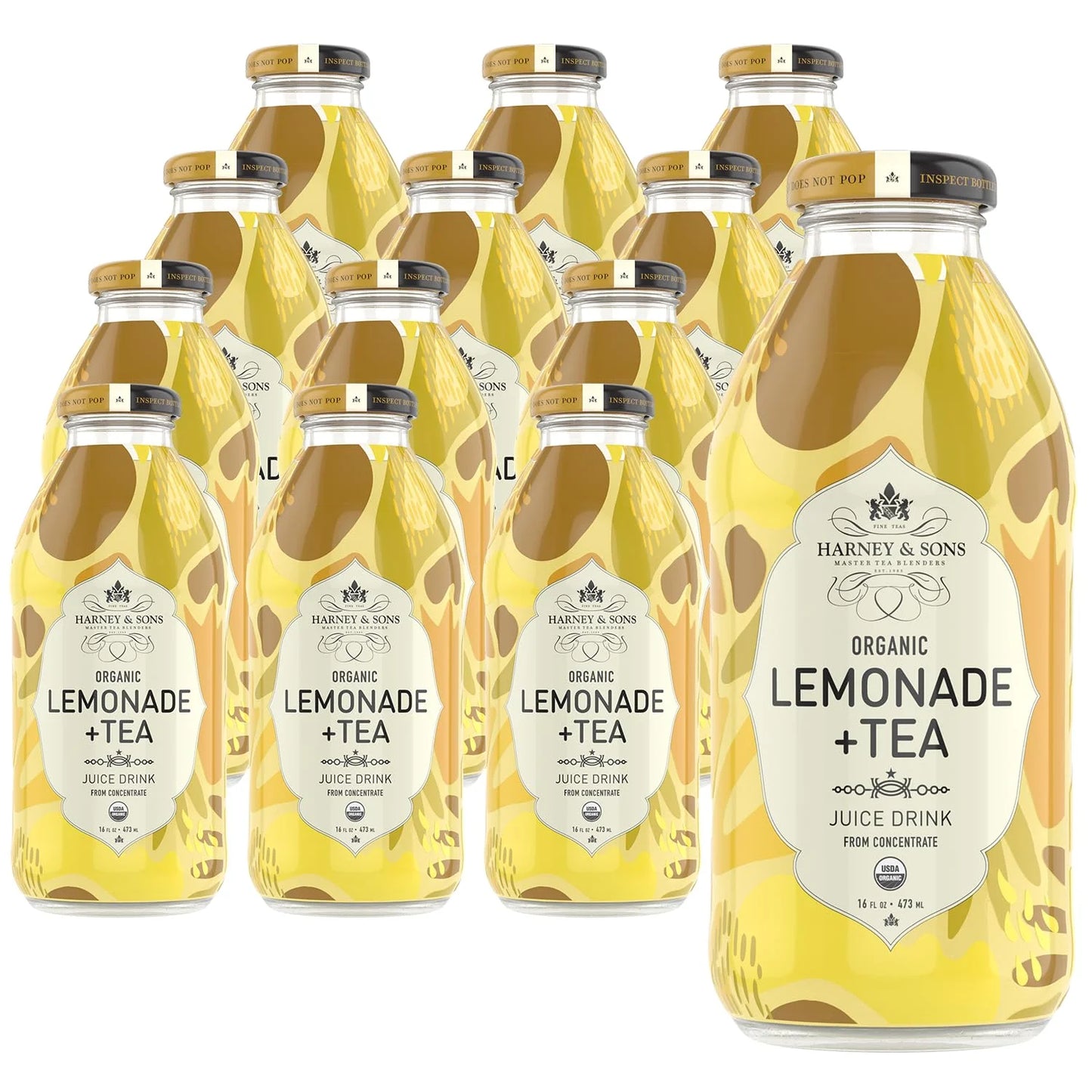 Harney & Sons Organic Lemonade & Tea Juice Drink, 12 Glass Bottles, 16 oz