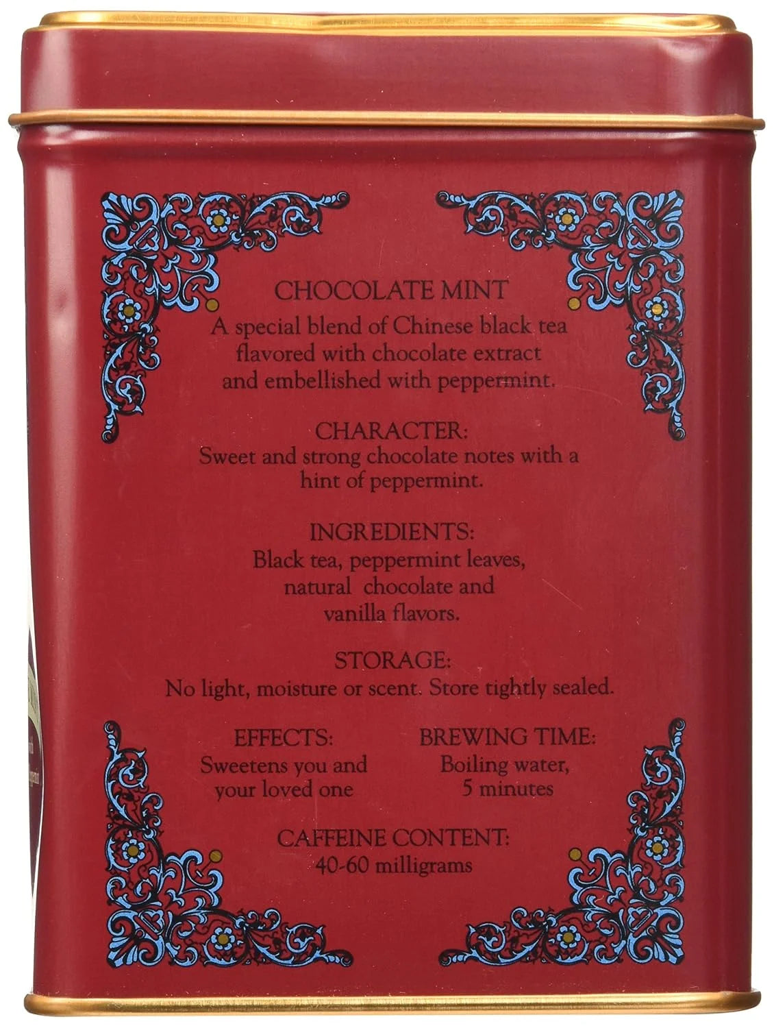 Harney and Sons Chocolate Mint, Flavored Black Tea - 20 Sachets per Tin (Pack of 2)