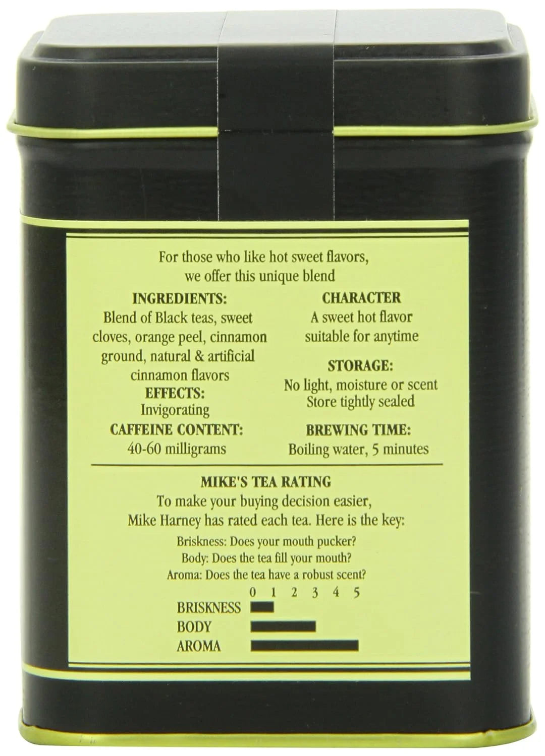 Harney & Sons Hot Cinnamon Spice, Loose Leaf Black tea, 4 Ounce tin