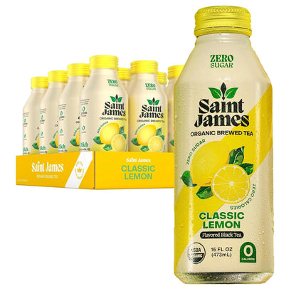 Saint James Iced Tea Organic Black Tea, Classic Lemon, 12 Pack