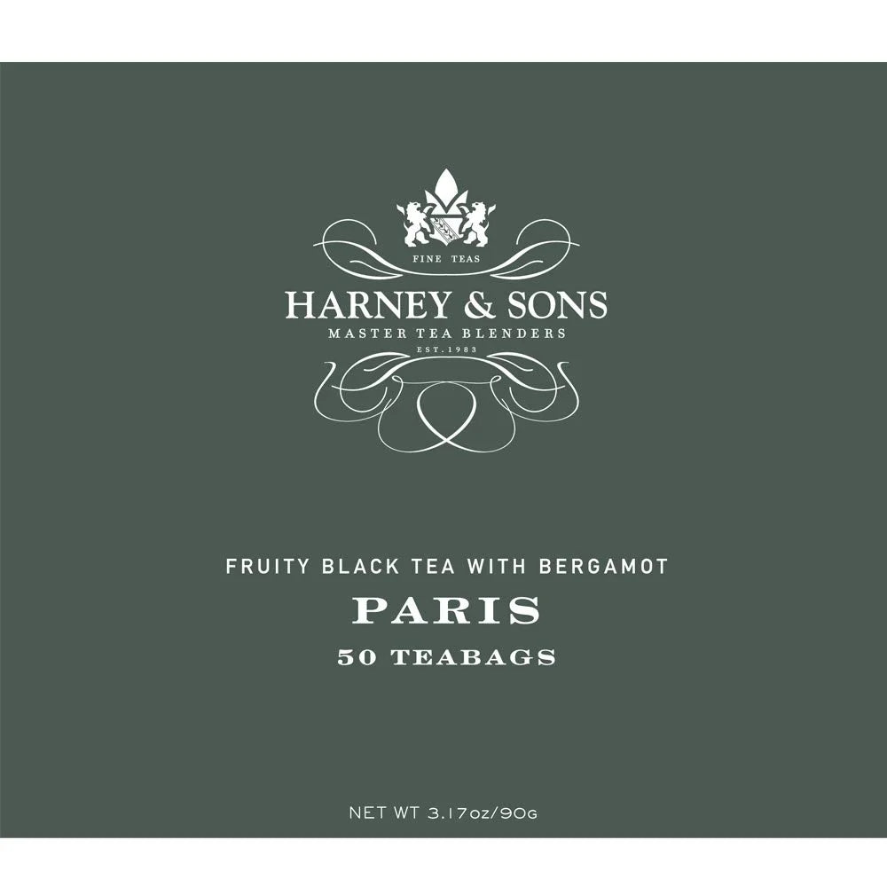 Harney & Sons Paris Black Tea | 50 Tea Bags | Fruity Vanilla & Caramel Blend with Hint of Lemony Bergamot (Pack of 2)