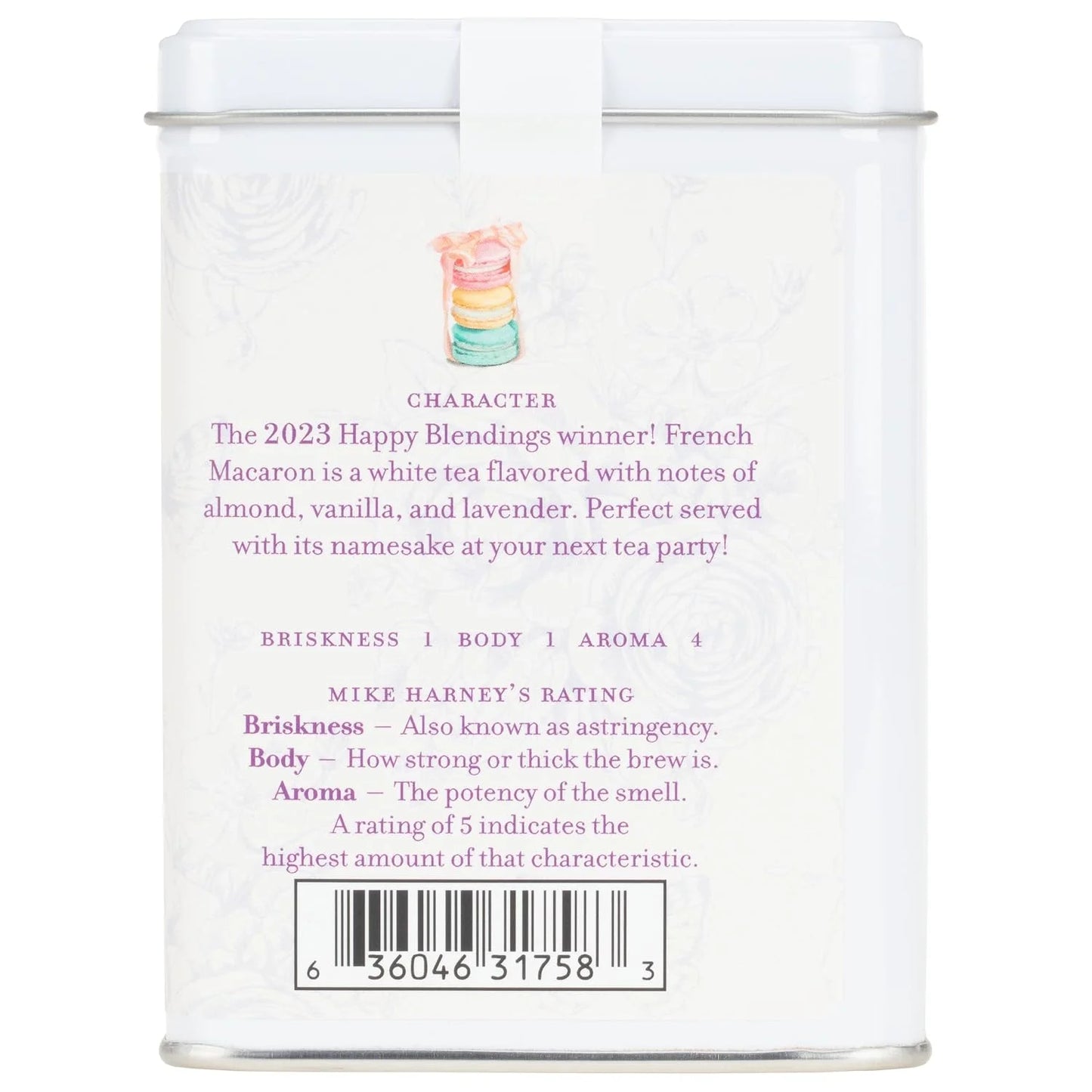 Harney & Sons French Macaron, White Tea, 20 sachet tin