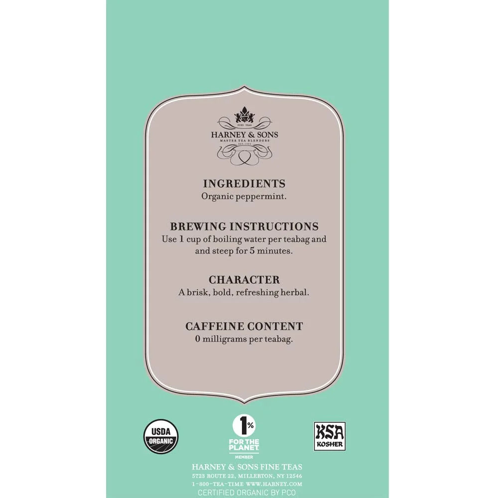 Harney & Sons Premium Organic Herbal Tea, Peppermint, 20 Count (Pack of 2)