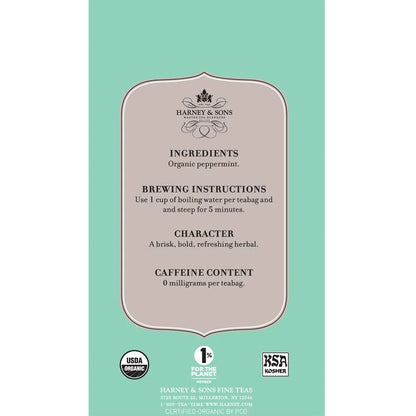 Harney & Sons Premium Organic Herbal Tea, Peppermint, 20 Count (Pack of 2)