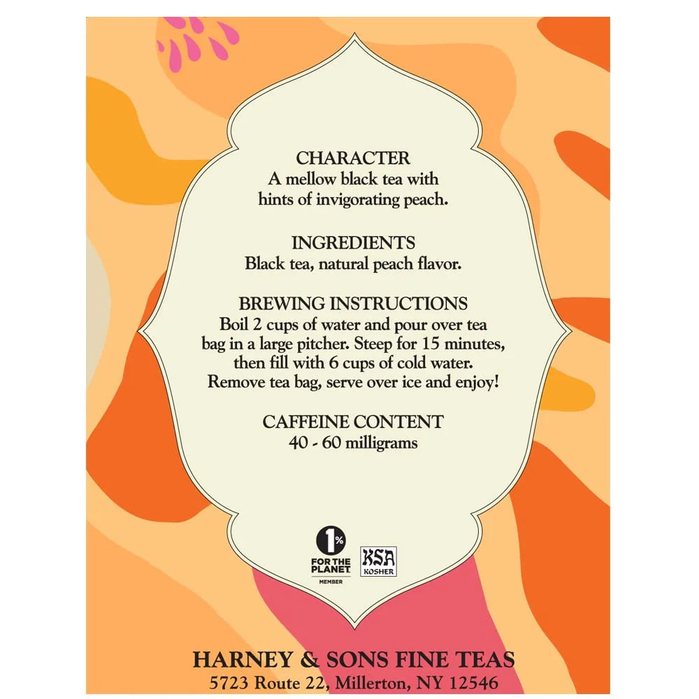 Harney & Sons Fresh Brew Peach Black Iced Tea, 3 Tea Bags