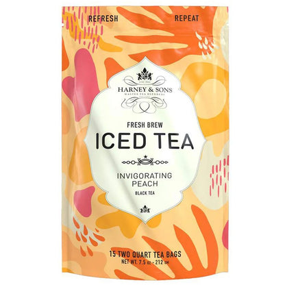 Harney & Sons Fresh Brew Organic Peach Black Iced Tea, 15 Tea Bags