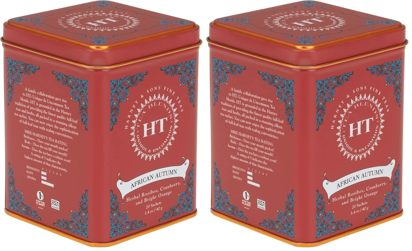 Harney & Sons African Autumn Rooibos Tea, HT Line, 20 sachet tin (Pack of 2)