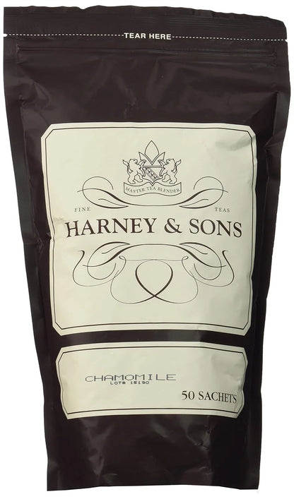 Harney & Sons Chamomile Caffeine-Free Premium Herbal Tea - Bag of 50 Sachets