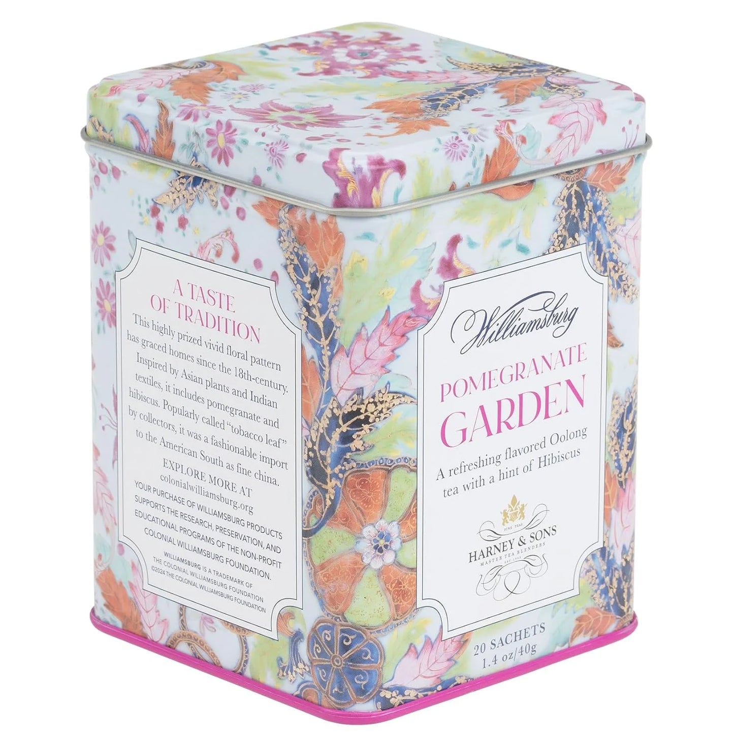 Harney & Sons Pomegranate Garden Oolong Tea, 20 Sachets in Tin