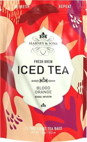 Harney & Sons Fresh Brew Blood Orange Herbal Iced Tea, 15 Tea Bags