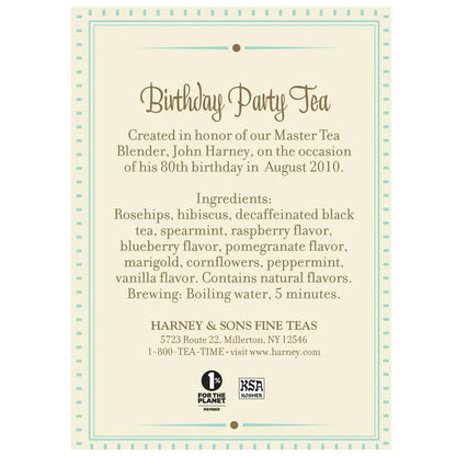 Harney & Sons Birthday Party Decaf Black Tea, 30 Sachets in Tin