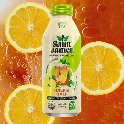 Saint James Iced Tea Organic Black Tea & Lemonade, Half & Half, 12 Pack