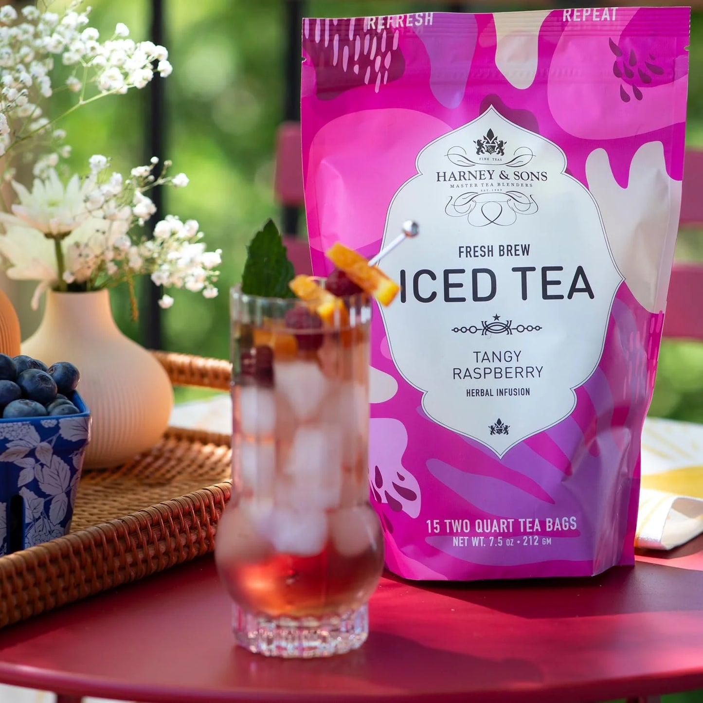Harney & Sons Fresh Brew Raspberry Herbal Iced Tea, 15 Tea Bags