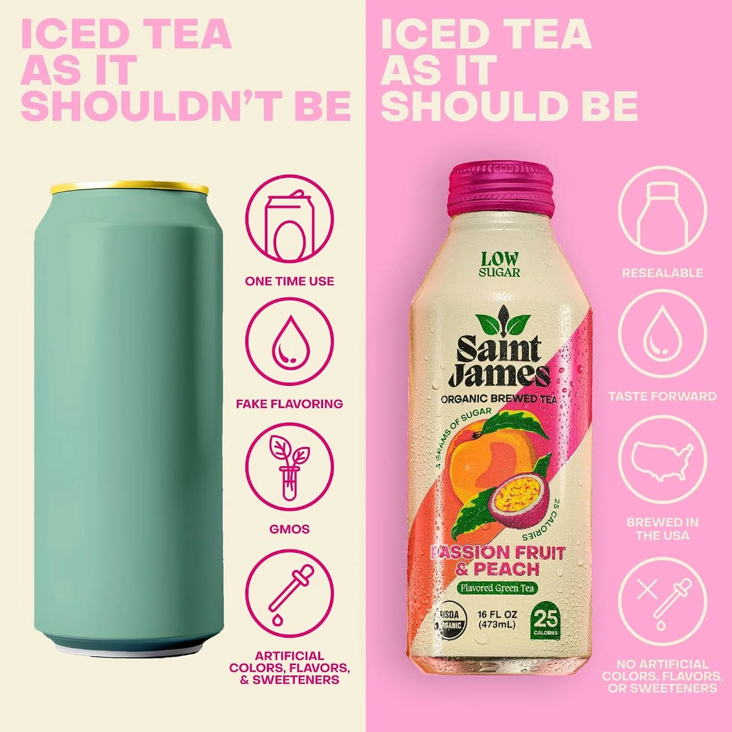 Saint James Iced Tea - Organic Tea, Party Variety Pack, 12 Pack